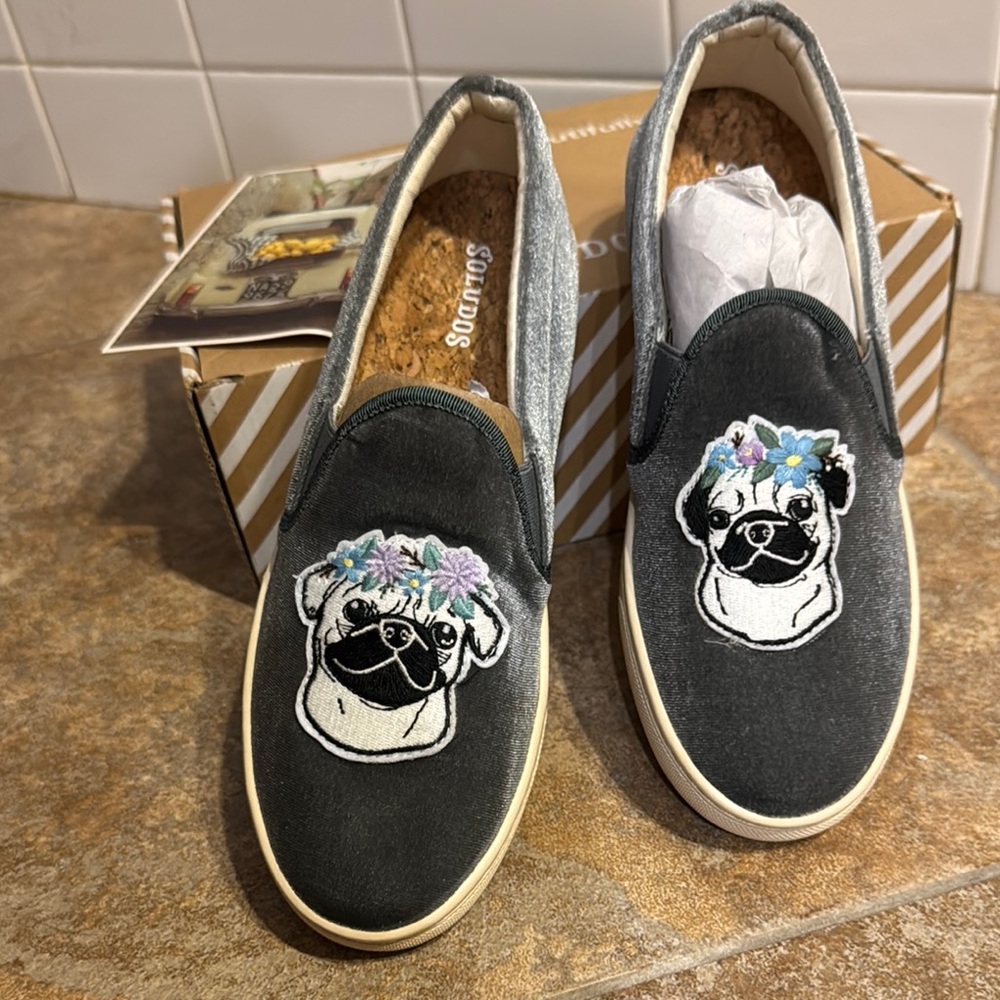 Soludos Pug Embroidered Slip-On Shoes